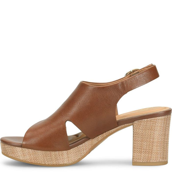 Liv Leather Platform Heel Sandals - Golden Brown