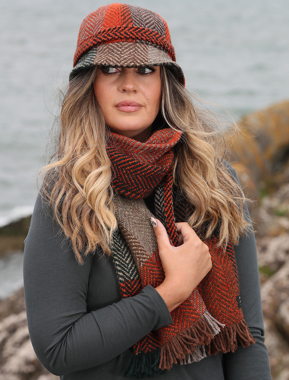 Donegal Wool Scarf - Rust