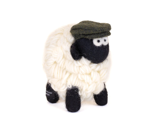 Knitted Mountain Sheep w/ Grey Tweed Flat Cap