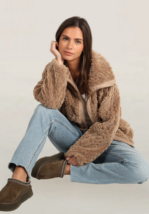 So Cozy Cable Lined Jacket - Brown