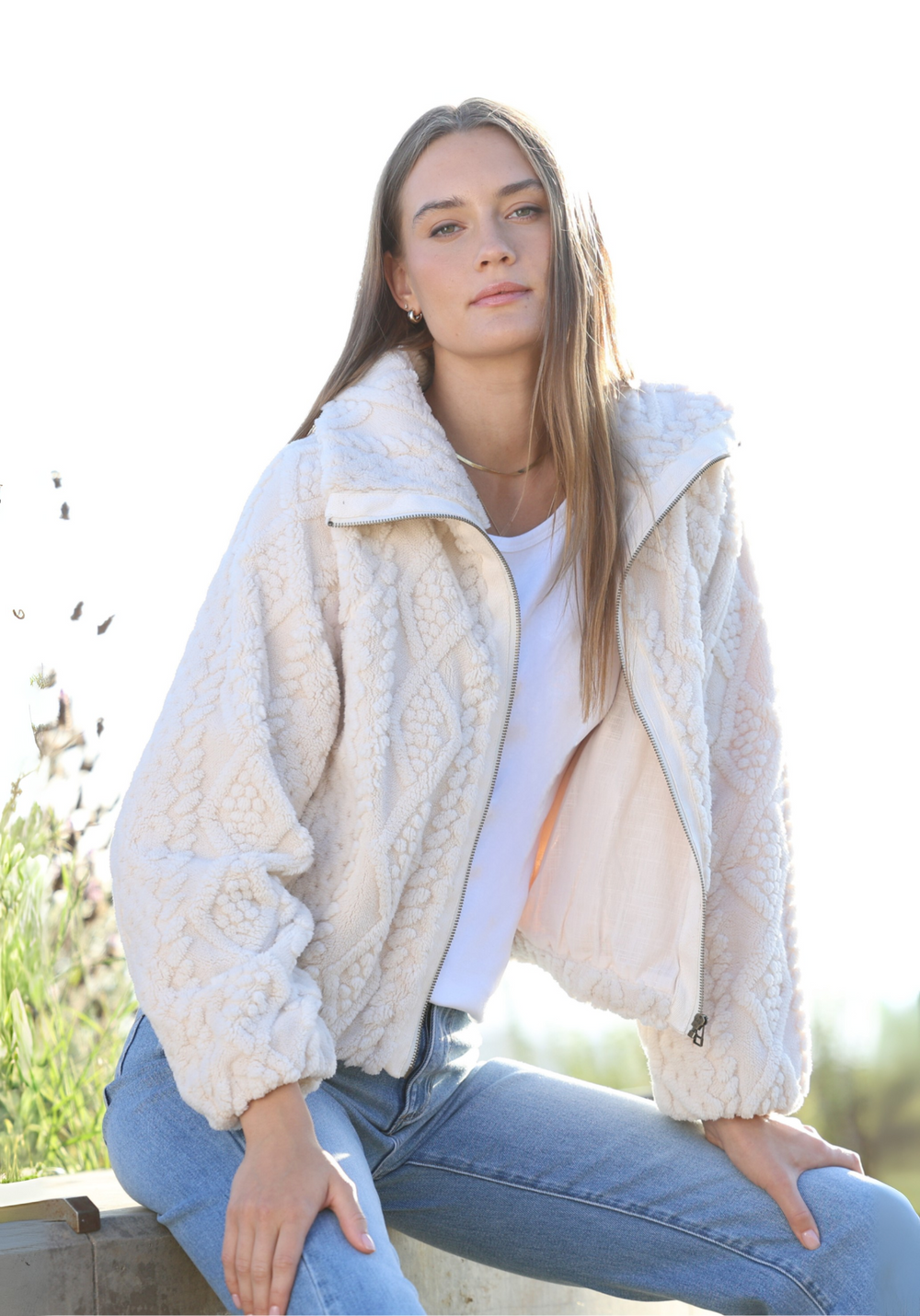 So Cozy Cable Lined Jacket - Natural
