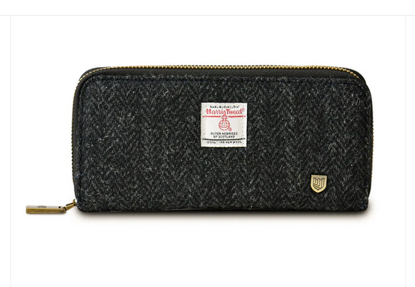 Large Zip Wallet - Black Herringbone