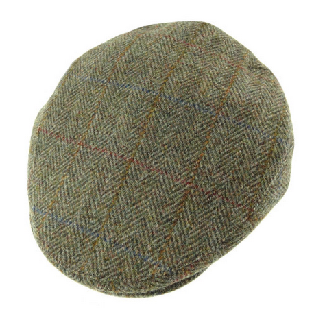 Harris Tweed County Cap - Green Herringbone