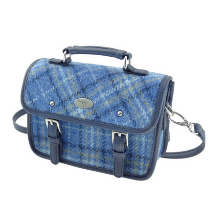 Harris Tweed Bervie Mini Satchel Light Blue Check