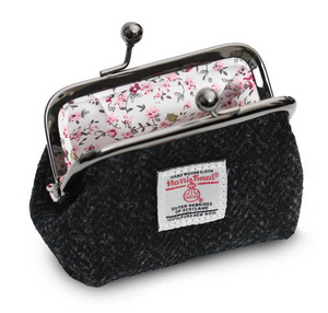 The Coin Purse - Black Herringbone