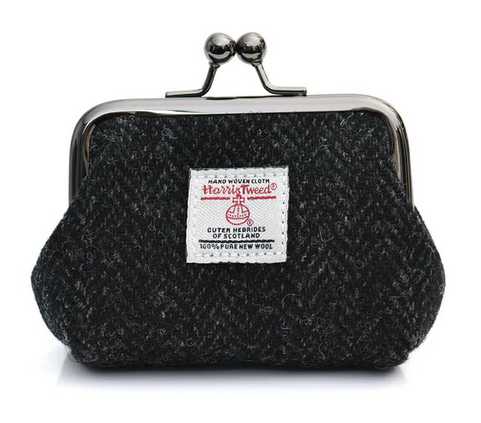 The Coin Purse - Black Herringbone