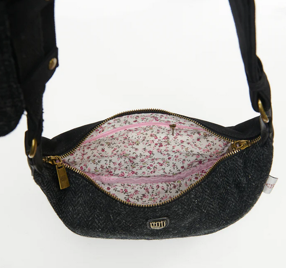 The Luna Bag - Black Herringbone