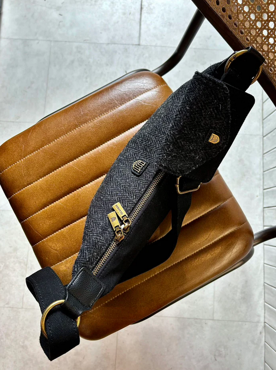 The Luna Bag - Black Herringbone