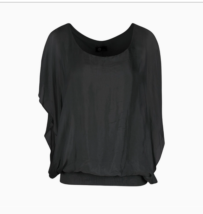 Silk Dolman Top - Black