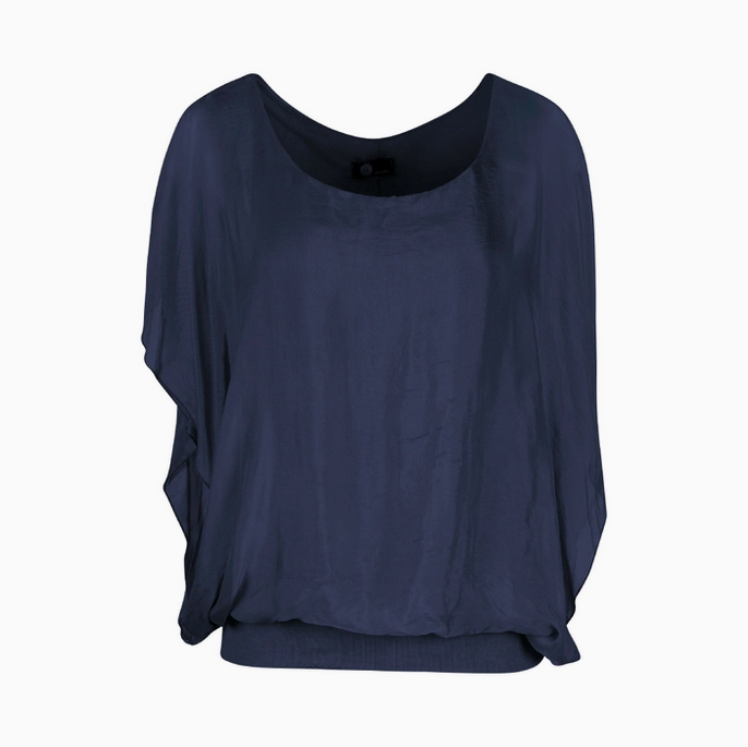 Silk Dolman Top - Navy
