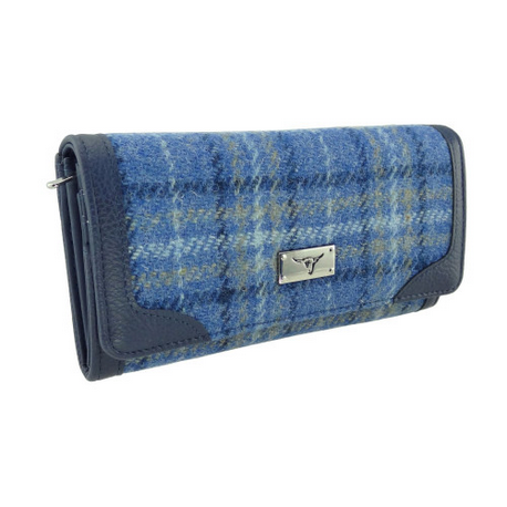 Harris Tweed "Bute" Long Wallet Light Blue Check