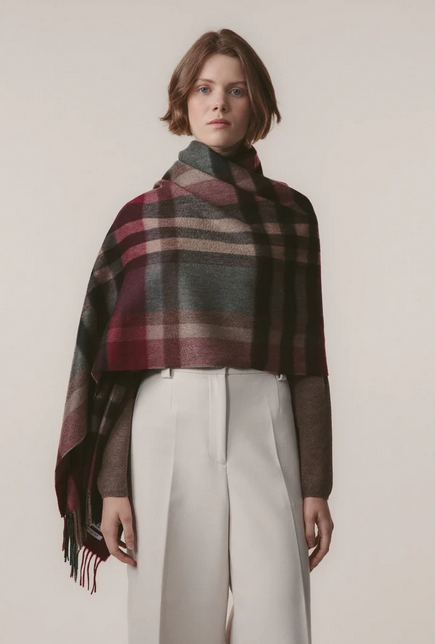 Tartan 2 Cashmere Stole - Burgundy Rust
