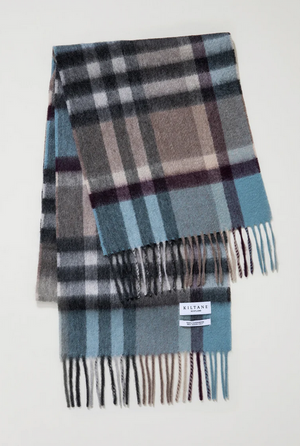 Cashmere Scarf Tartan 2 - Blue & Taupe