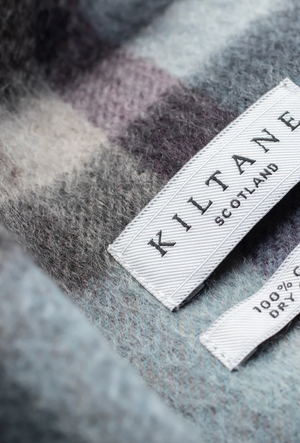 Cashmere Scarf Tartan 2 - Blue & Taupe