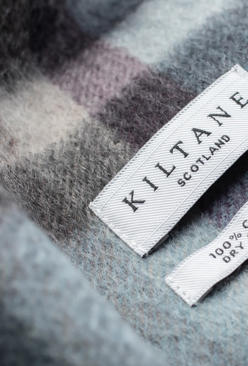 Cashmere Scarf Tartan 2 - Blue & Taupe