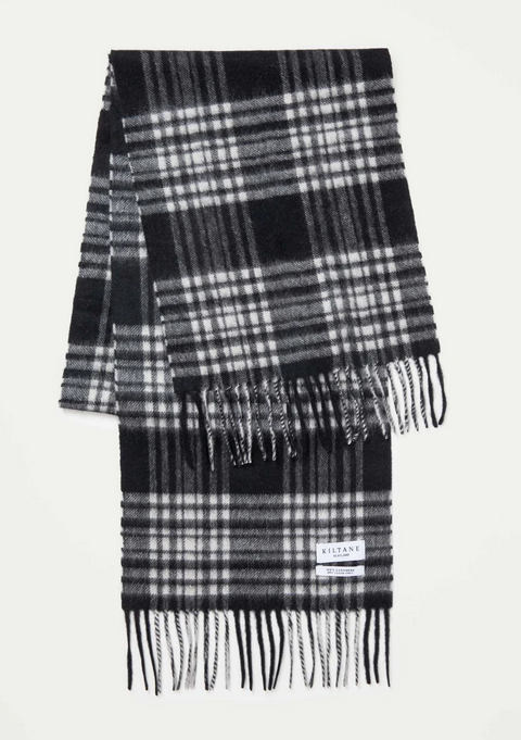 Cashmere Scarf Heritage Tartan - Black & White Menzies