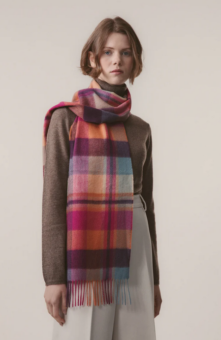 Cashmere Scarf Square Check - Orient Ginger