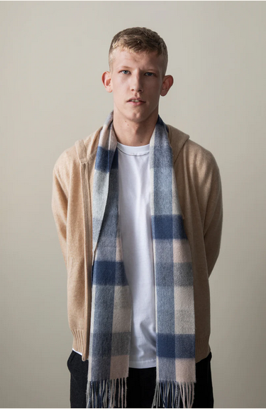 Kiltane Lambswool Scarf - Swiss Coffee Check