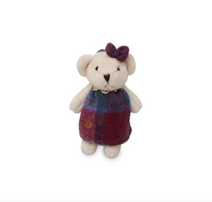Teddy Bear Keyring - Pink & Blue Tartan