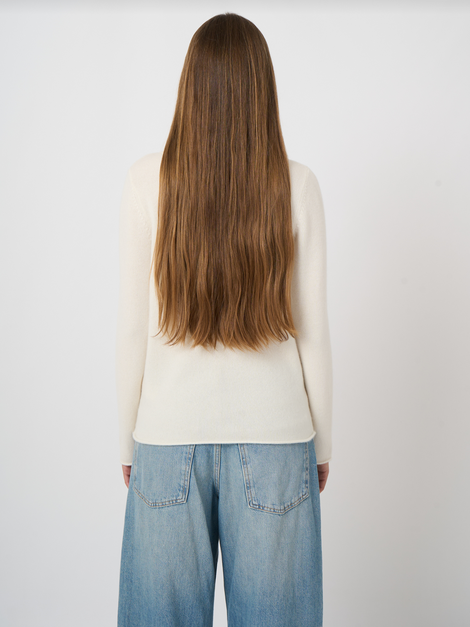 Medium-Weight Organic Cashmere Boat-Neck Sweater - Cream