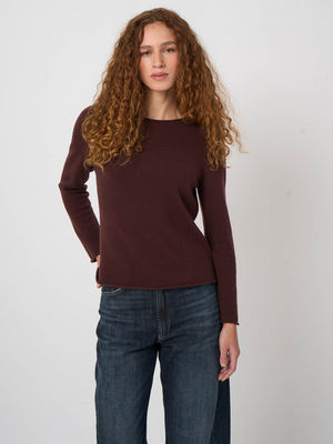 Medium-Weight Organic Cashmere Boat-Neck Sweater - Lava