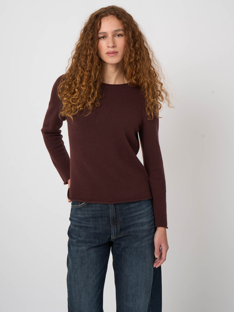Medium-Weight Organic Cashmere Boat-Neck Sweater - Lava