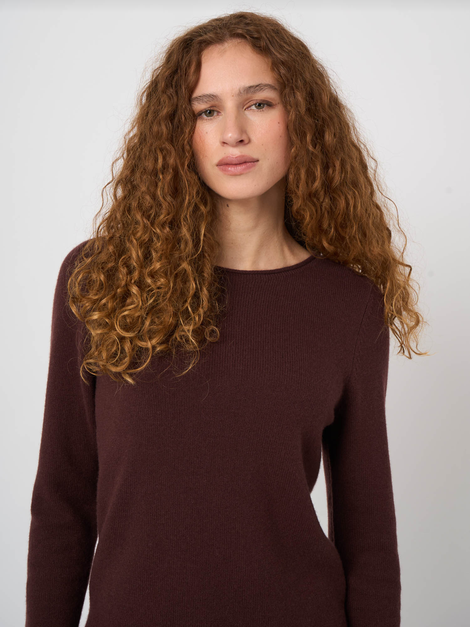 Medium-Weight Organic Cashmere Boat-Neck Sweater - Lava