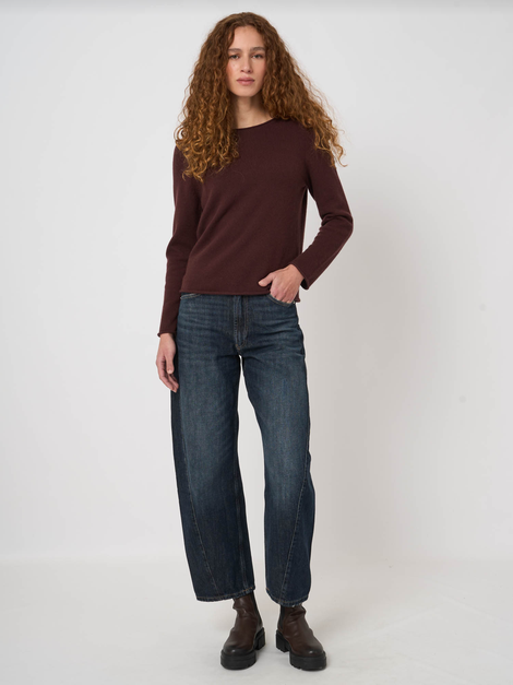 Medium-Weight Organic Cashmere Boat-Neck Sweater - Lava