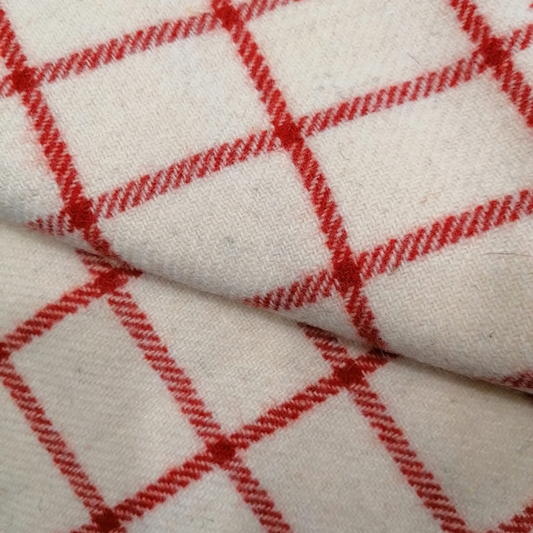 Kerry Woollen Mills King Size Wool Bar Check Blanket - Red Check