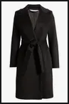 Wool Peak Lapel Wrap Mid Length Coat - Midnight Blue