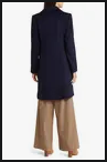 Wool Peak Lapel Wrap Mid Length Coat - Midnight Blue