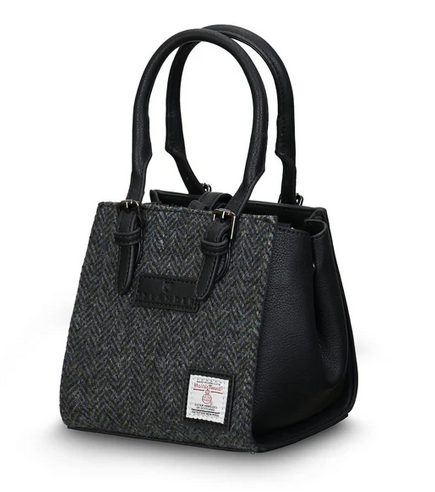 The Mini Caillie Tote - Black & Grey Herringbone