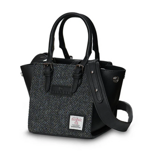 The Mini Caillie Tote - Black & Grey Herringbone