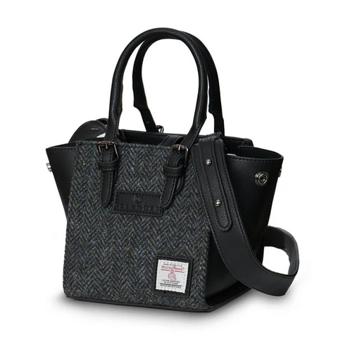 The Mini Caillie Tote - Black & Grey Herringbone