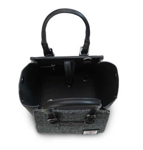 The Mini Caillie Tote - Black & Grey Herringbone