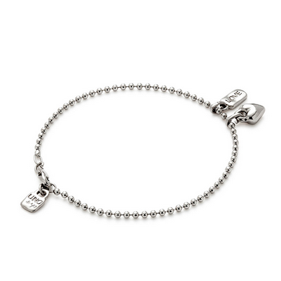 Ser Unico Exc w/ Heart & Love Charms - Silver