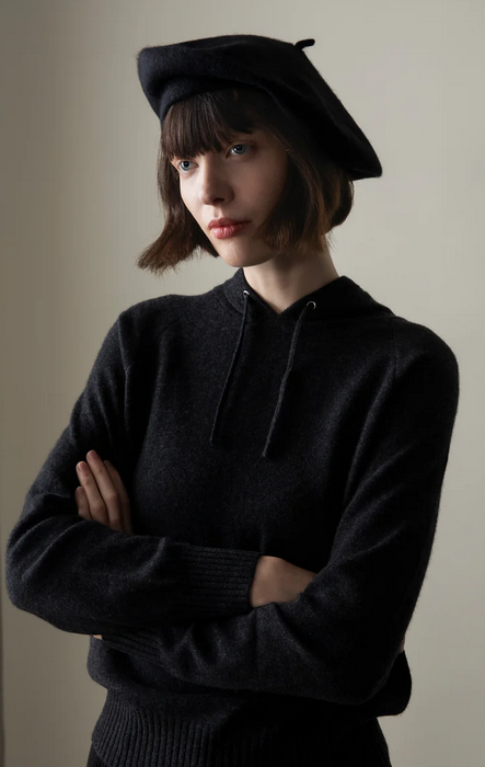 Cashmere Knitted Beret - Black