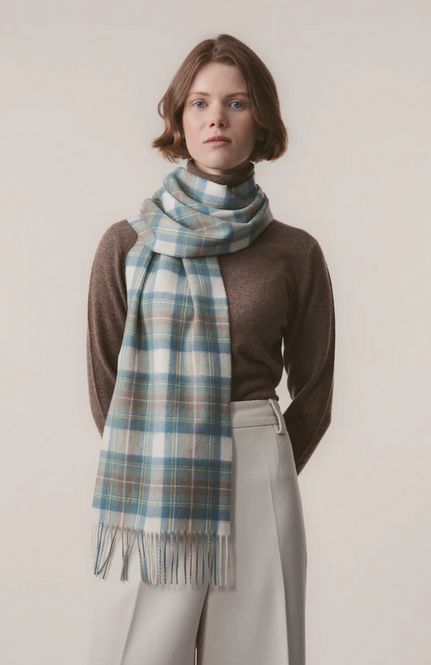 Cashmere Scarf Heritage Tartan - Muted Blue Stewart