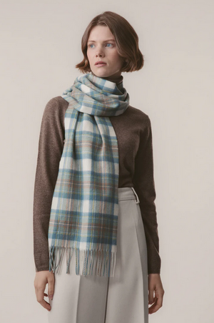 Cashmere Scarf Heritage Tartan - Muted Blue Stewart