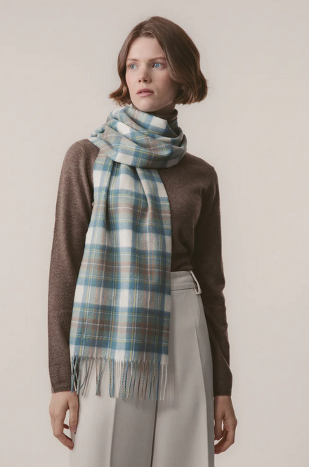 Cashmere Scarf Heritage Tartan - Muted Blue Stewart