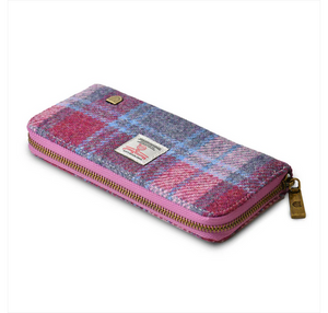 Large Zip Wallet - Pink & Blue Tartan