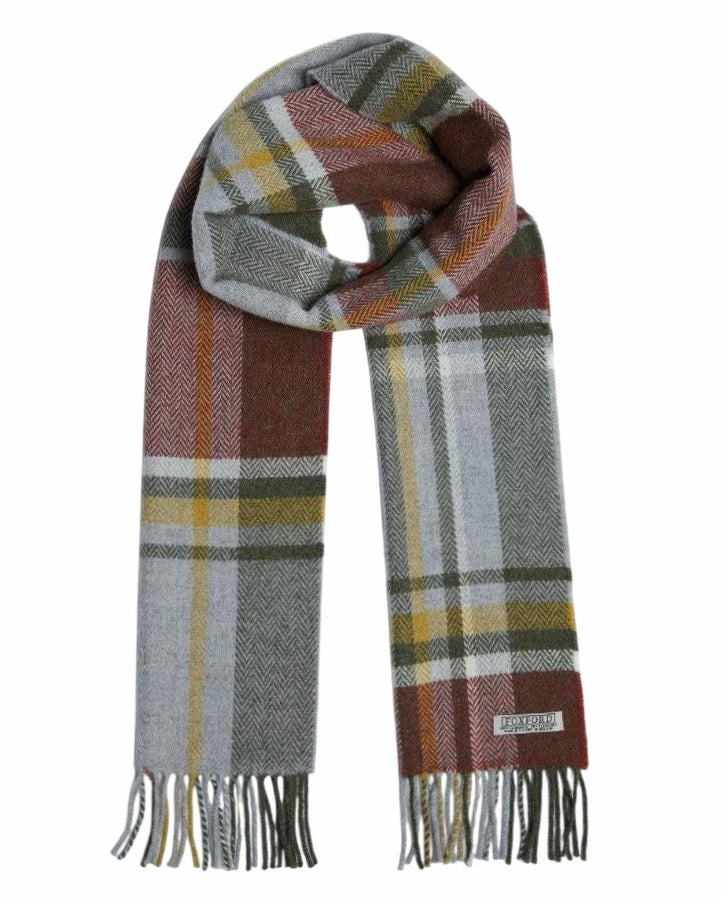 Foxford Rust Tartan Lambswool Scarf
