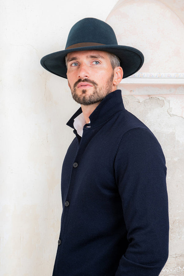 Unisex Boston Wool Felt Hat - Navy