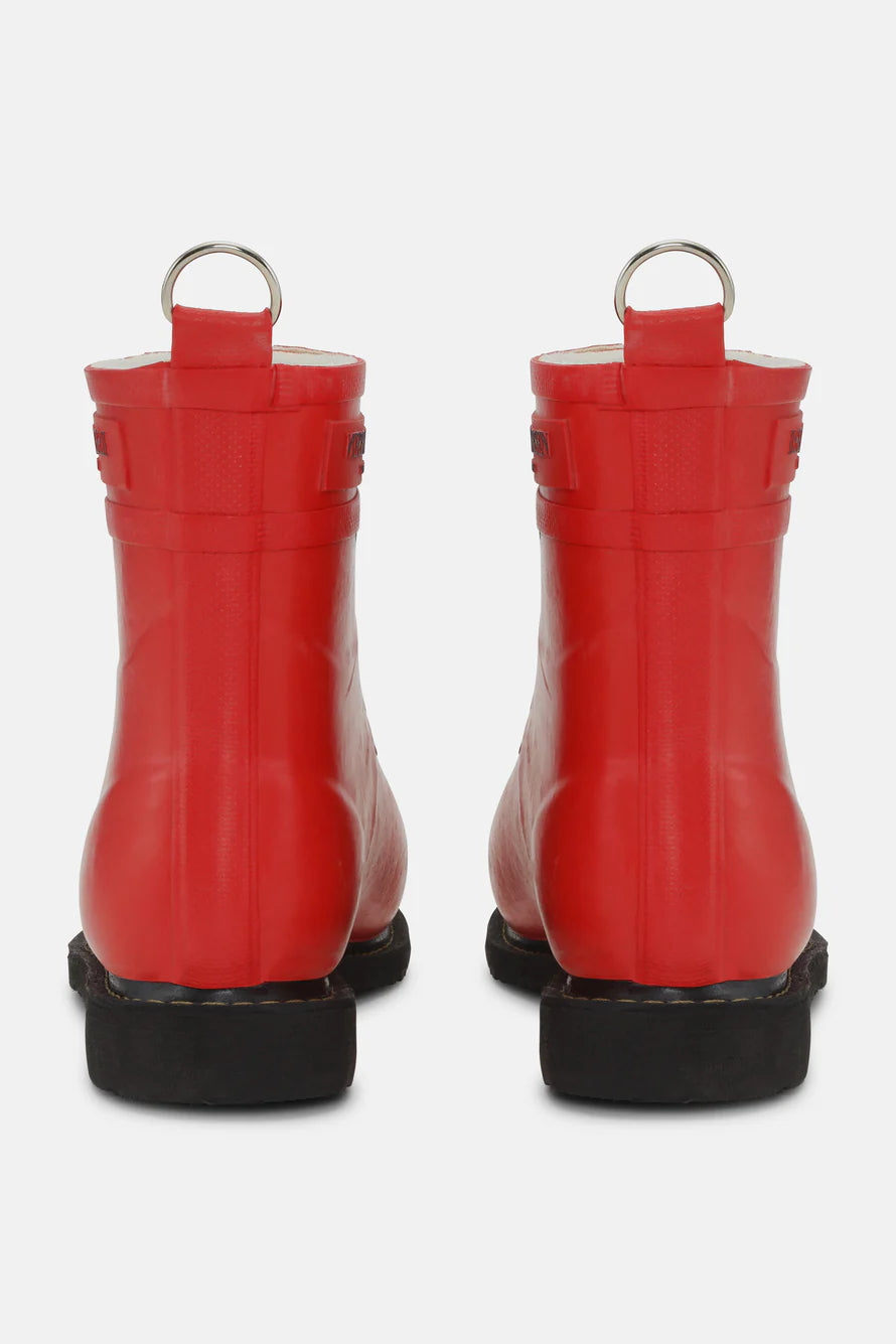 Short Rubber Lace-Up Boots 02 - Deep Red