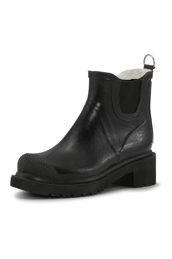 Short Rubber Boots w/ High Heel 47 - Black