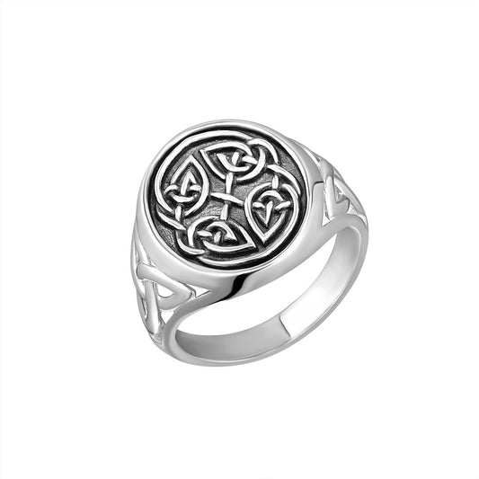 S21123 Silver Gents Oxidized Celtic Signet Ring