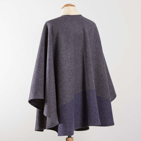 100% Lambswool Sue Cape - Mauve w/ Purple Band