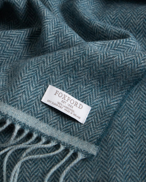 Foxford Aqua Mist Herringbone Lambswool Scarf