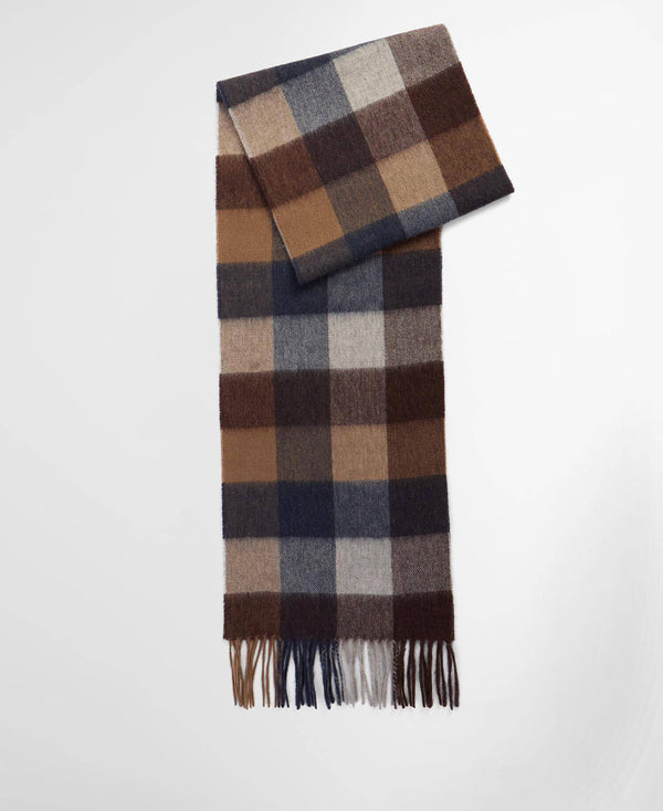 Barbour Lambswool Tattersall Scarf - Midnight Oak