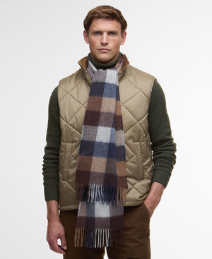 Barbour Lambswool Tattersall Scarf - Midnight Oak